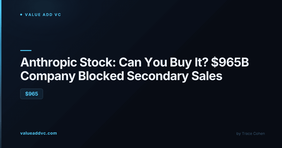Anthropic logo overlaid on a blocked stock ticker representing voided pre-IPO share transfers