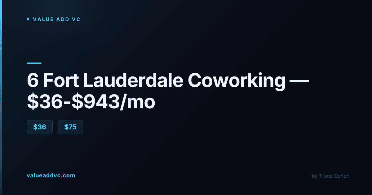 Open coworking office with desks, laptops, and natural light typical of a downtown Fort Lauderdale shared workspace
